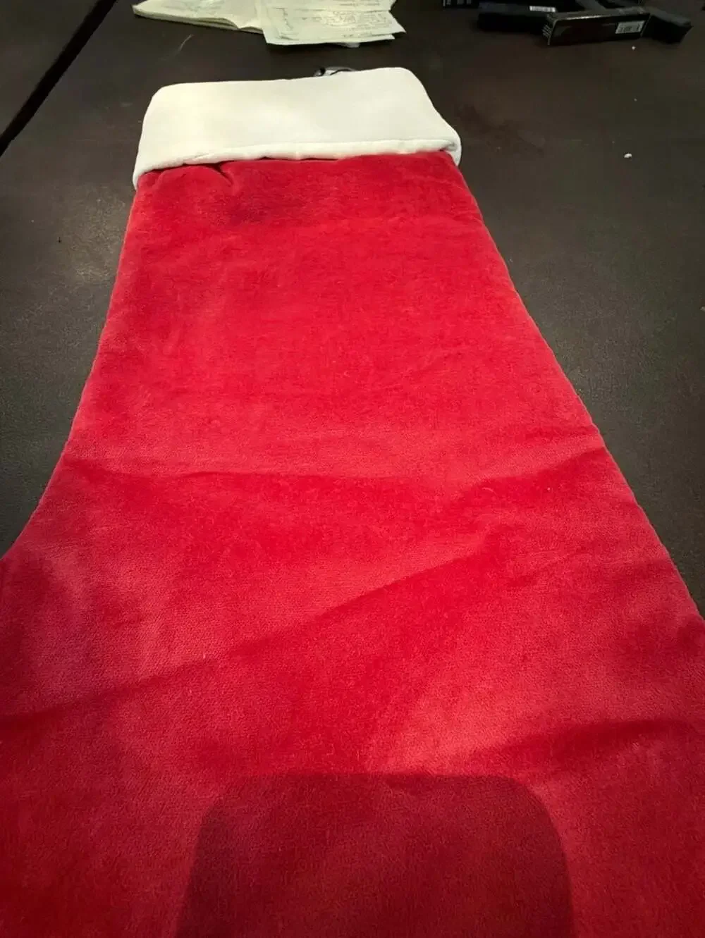 West Elm Cotton Velvet LARGE Blank NO MONO Christmas Stocking Red Ivory Cuff NEW